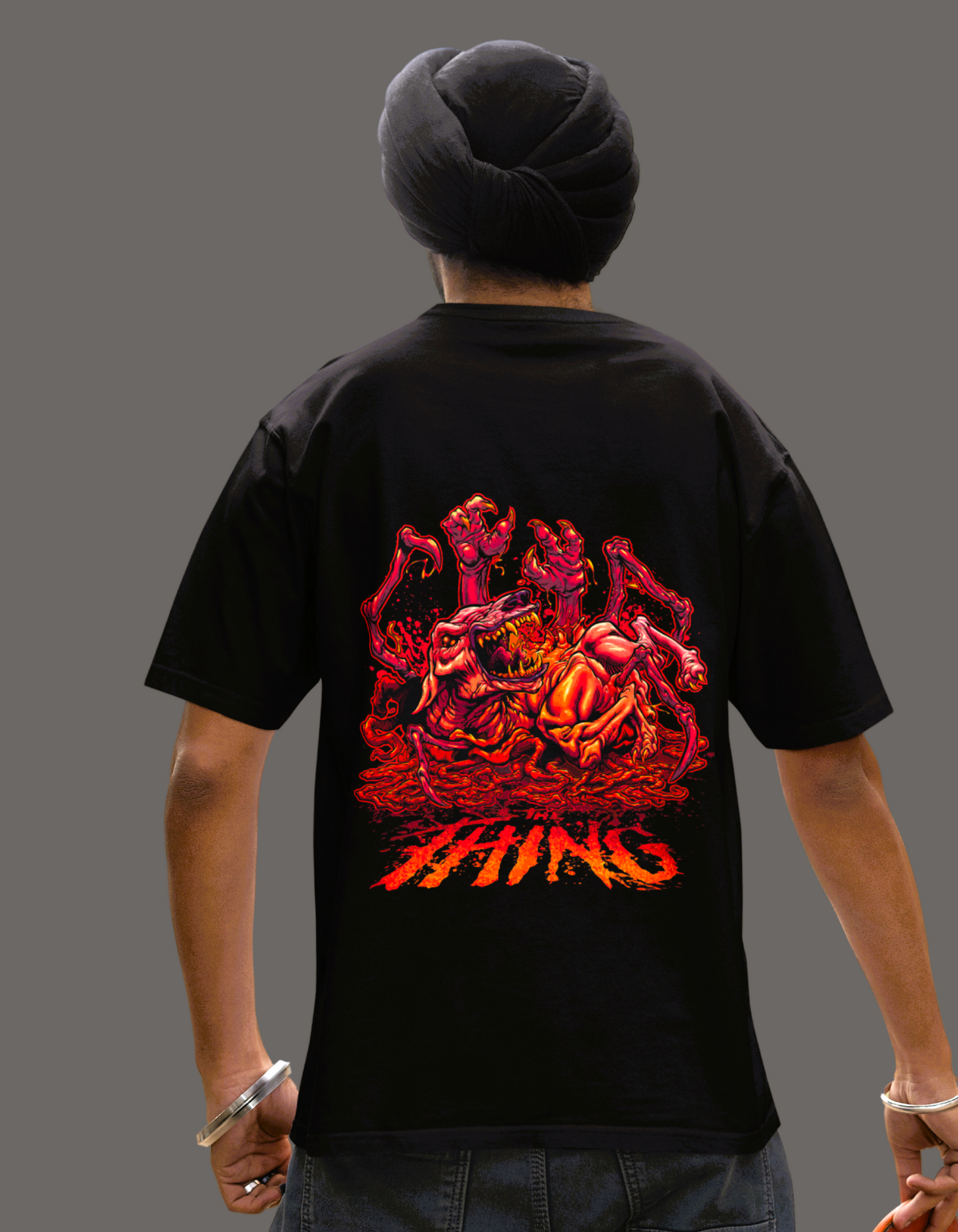 Fiery monster Creature Graphic Oversized T-shirt