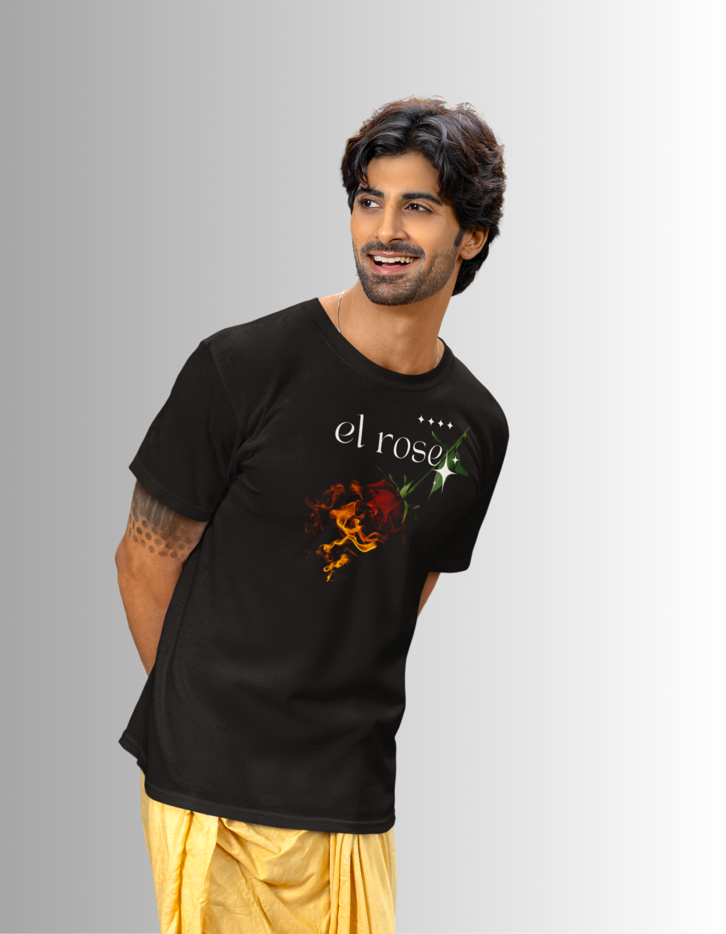 El Rose Flaming Graphic crew neck T-Shirt