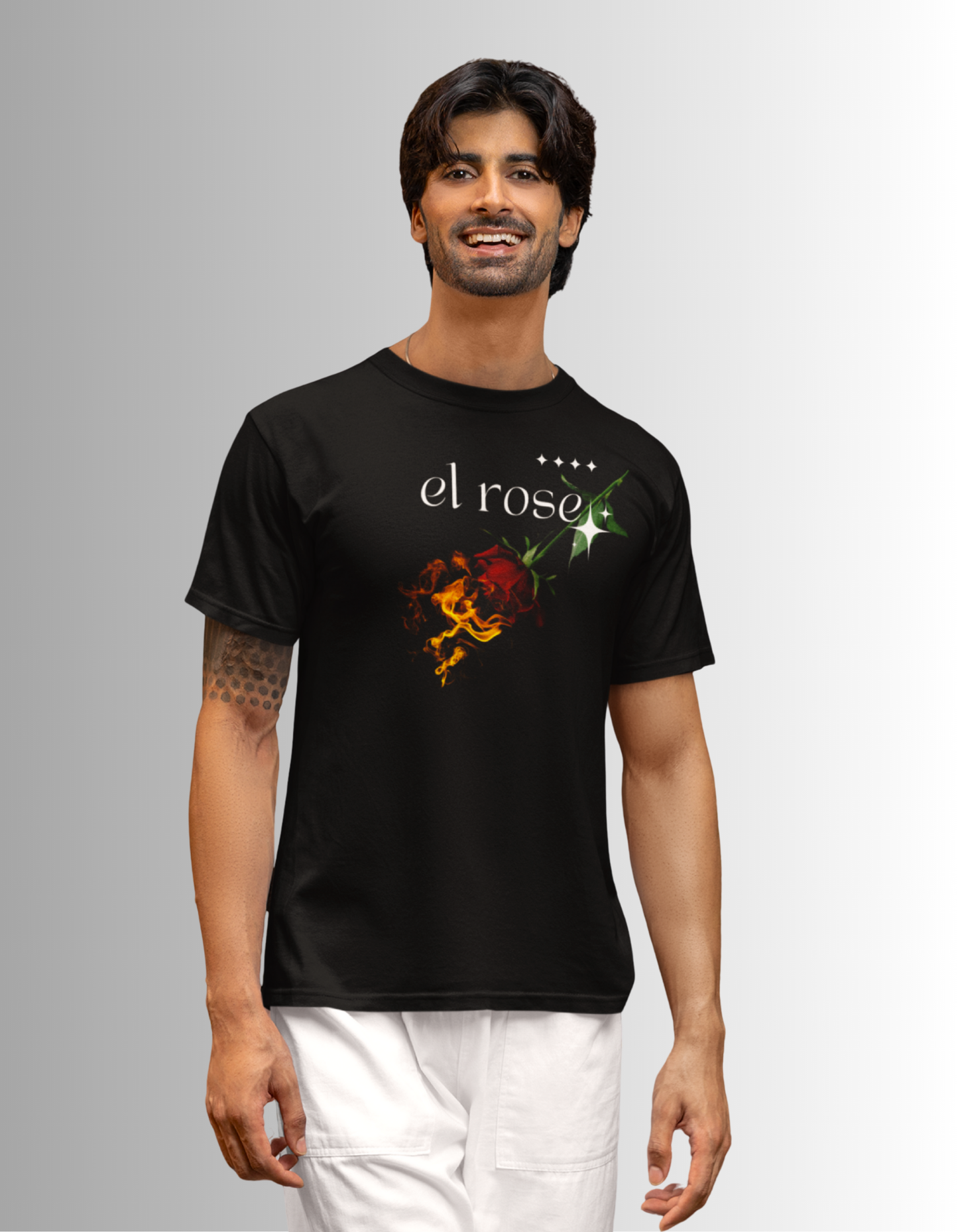 El Rose Flaming Graphic crew neck T-Shirt