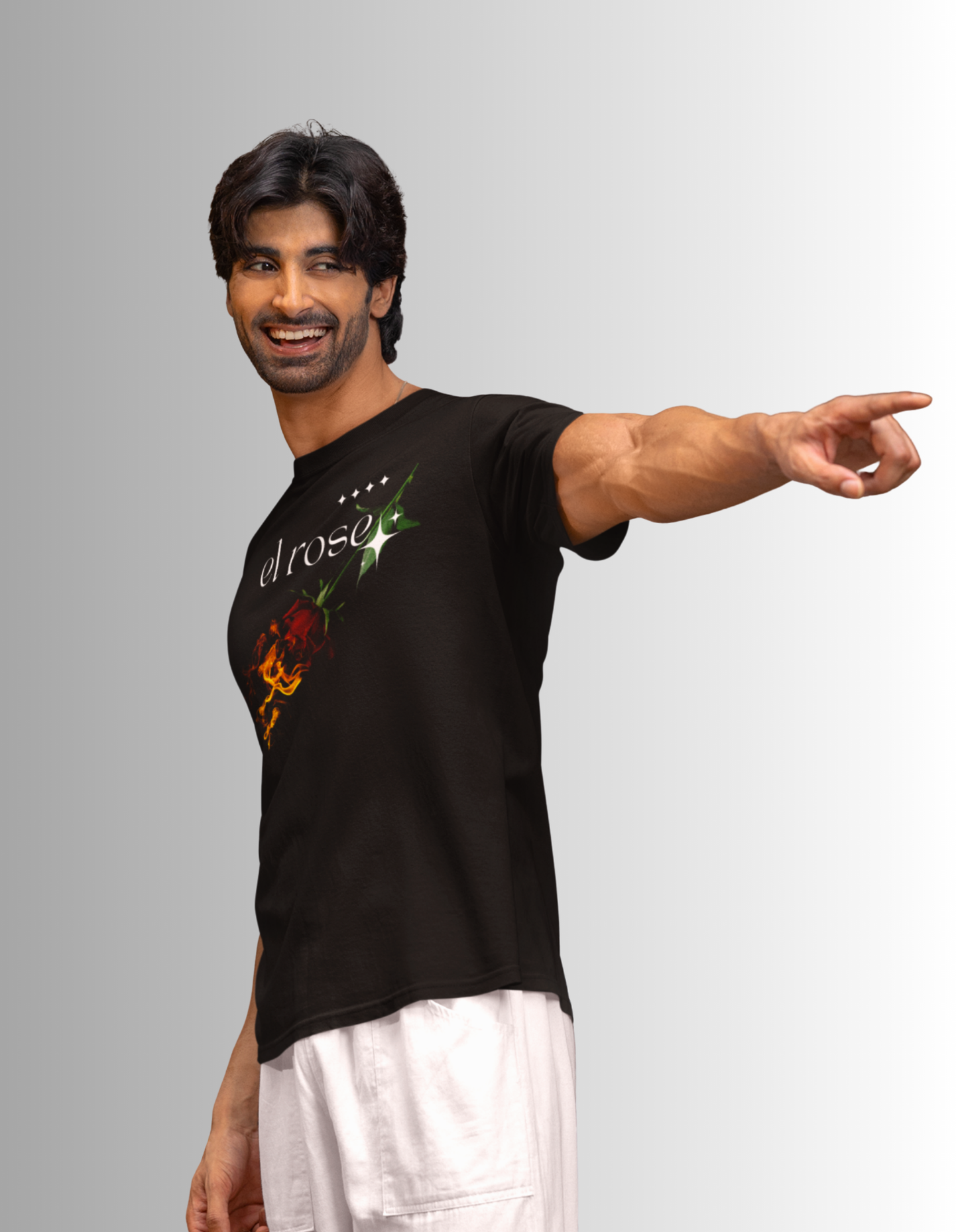 El Rose Flaming Graphic crew neck T-Shirt