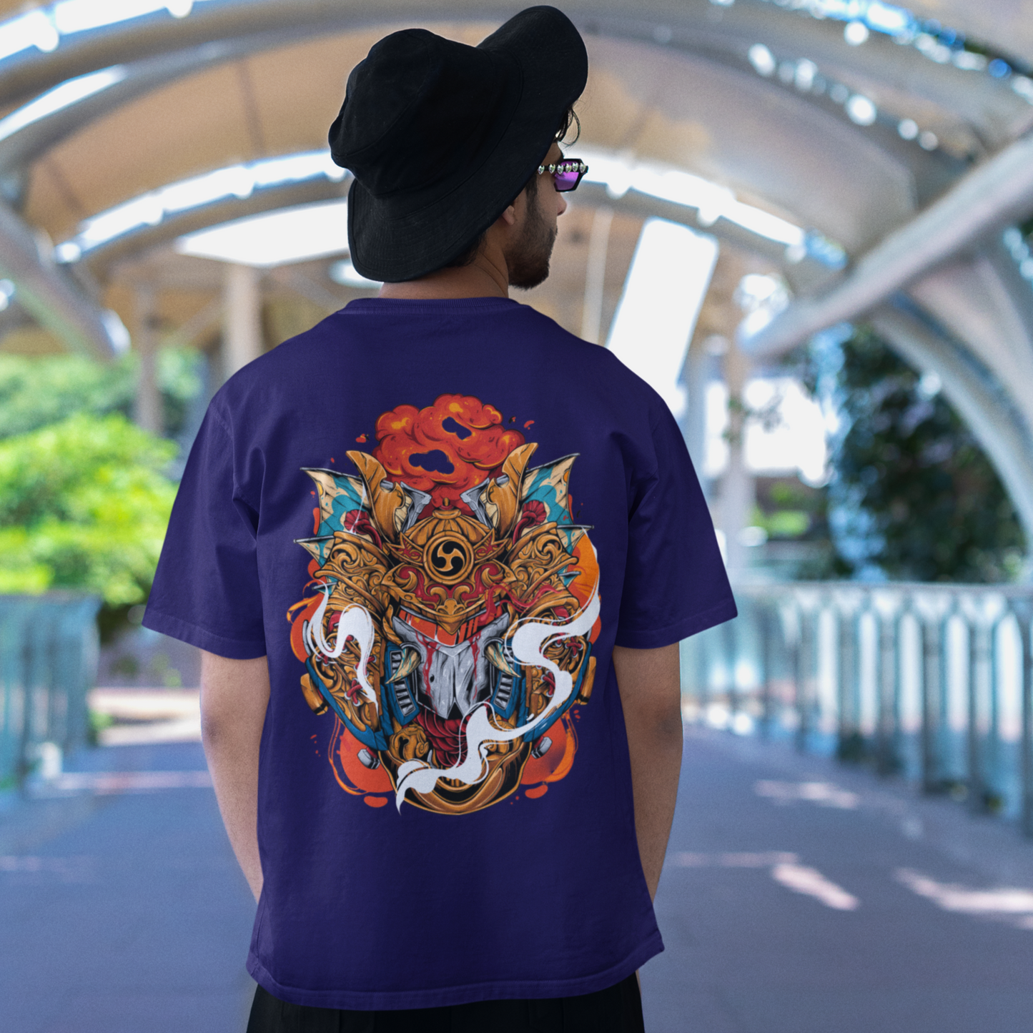 Samurai Graphic Nile blue oversized Fit T-shirt