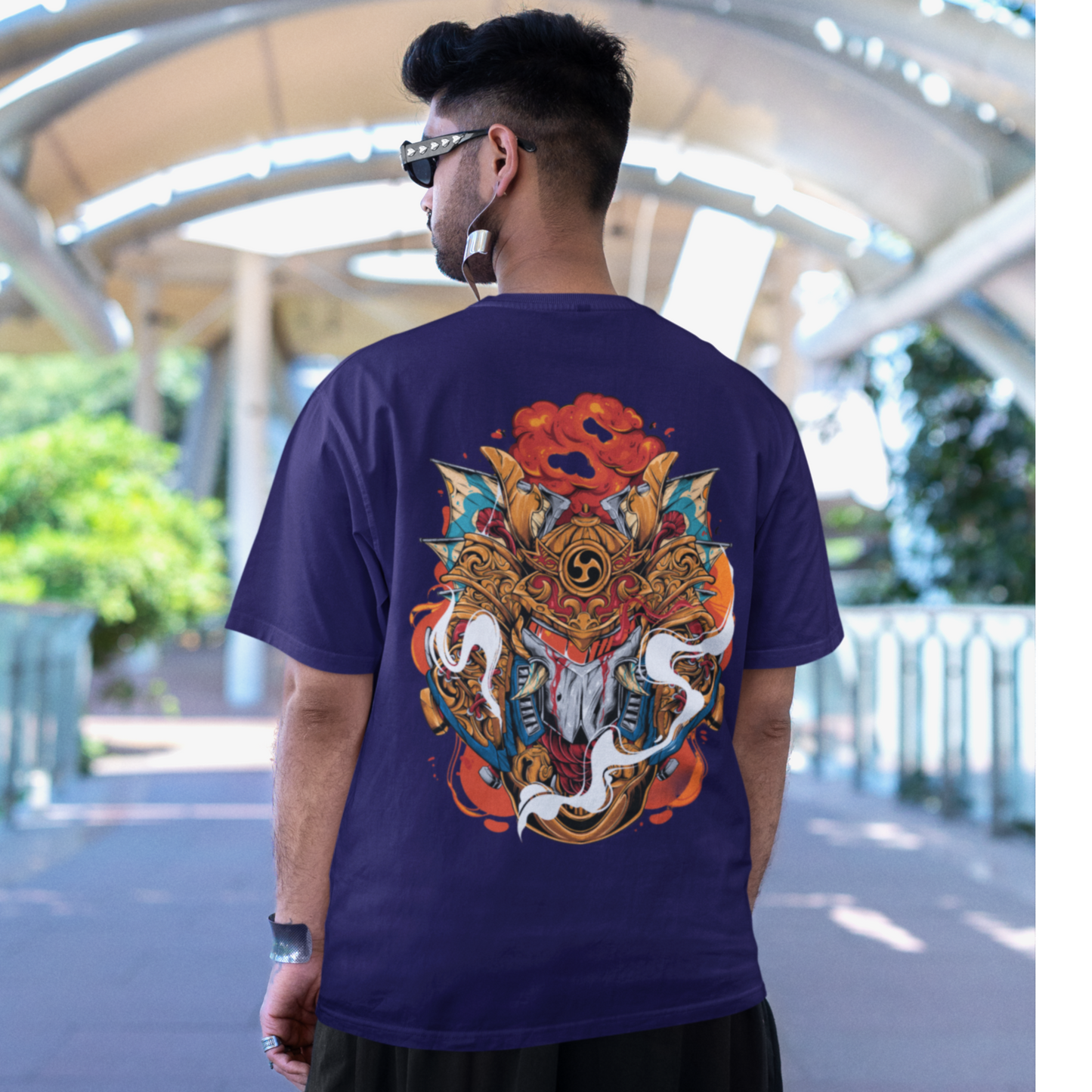 Samurai Graphic Nile blue oversized Fit T-shirt