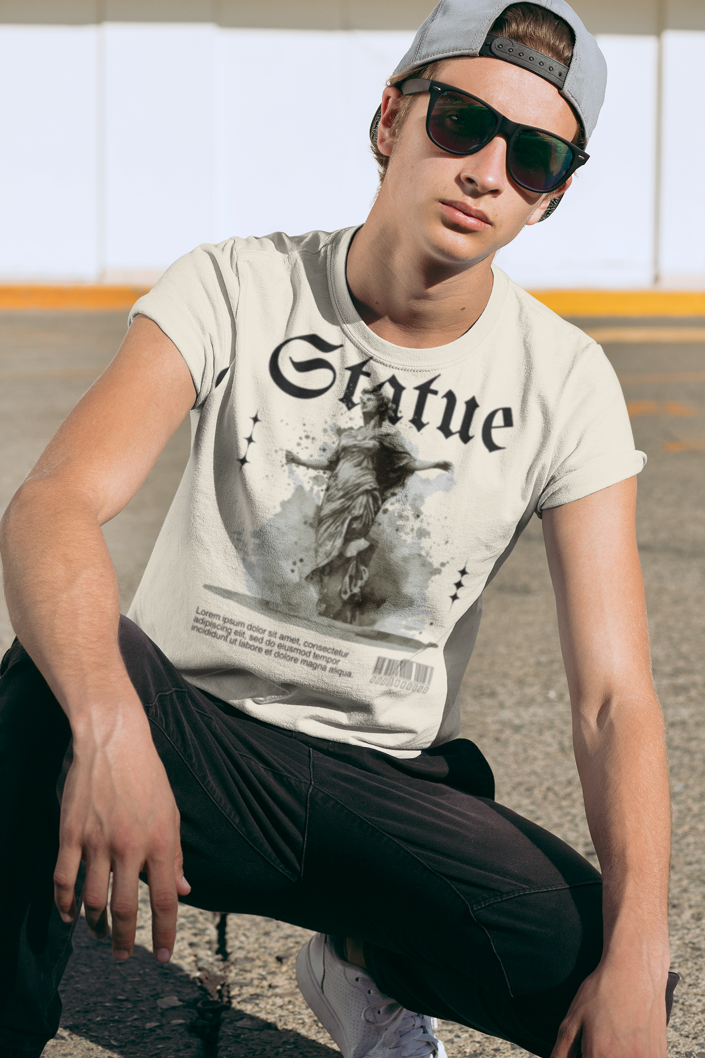 Short sleeve white rock color T-shirt