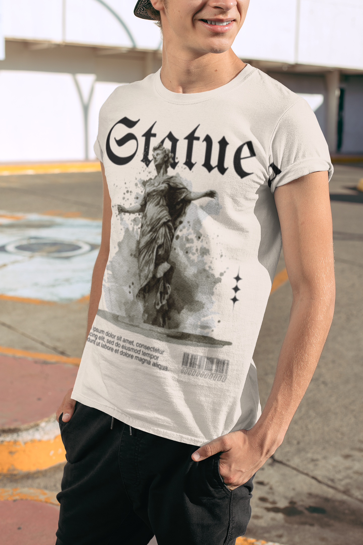 Short sleeve white rock color T-shirt