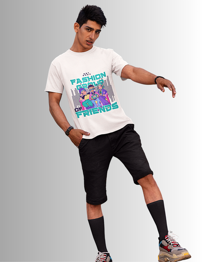 Round Neck  “Fashion of Friends” Teal T-Shirt