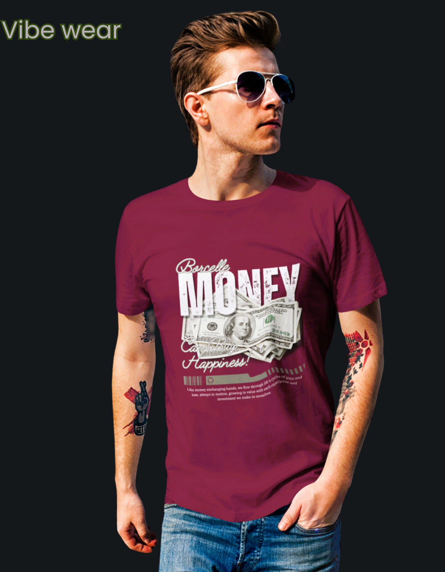 Money can buy happiness Round Neck T-shirt