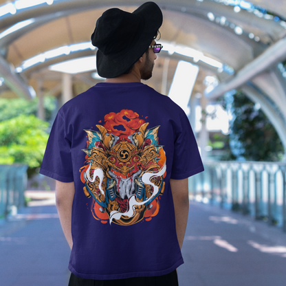 Samurai Graphic Nile blue oversized  Fit T-shirt