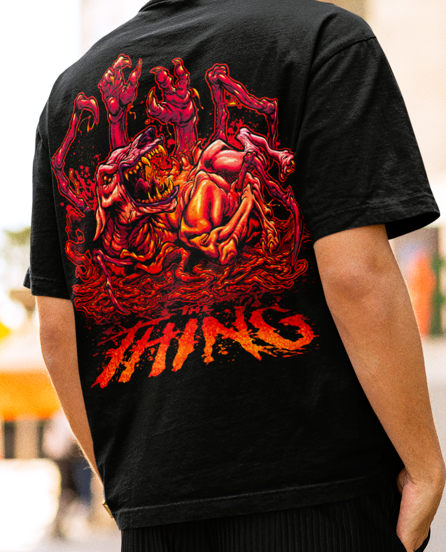 Fiery monster Creature Graphic  Oversized T-shirt